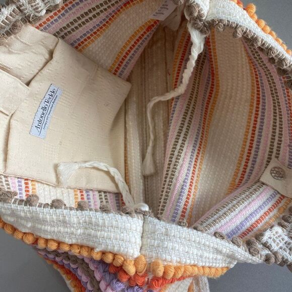 NEW Antonello Tedde Made in Italy Cotton Multicolor Crochet Travel Tote Boho - Picture 9 of 13
